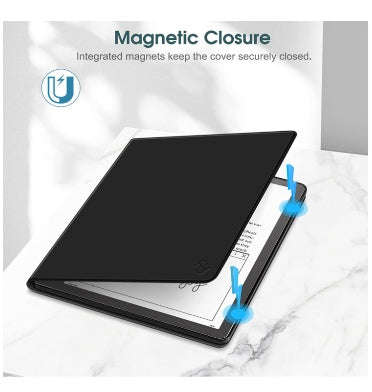 AMAZON KINDLE SCRIBE 10.2" (2022) PREMIUM PROTECTIVE SLIM SHELL PU LEATHER FOLIO FLIP COVER BLACK...