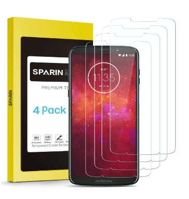 MOTO Z3 PLAY PREMIUM TEMPERED GLASS SCREEN PROTECTOR 9H 4PK | SPARIN