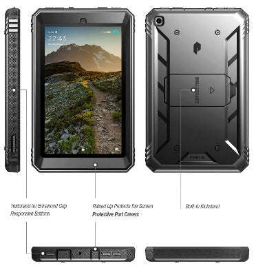 AMAZON FIRE 7" TABLET (2019) FULL BODY RUGGED PROTECTIVE CASE BLACK | POETIC