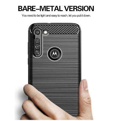 MOTO G8 POWER ULTRA SLIM BRUSHED CARBON FIBRE DESIGN TPU CASE BLACK