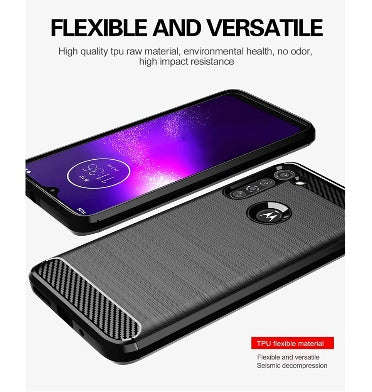 MOTO G8 POWER ULTRA SLIM BRUSHED CARBON FIBRE DESIGN TPU CASE BLACK