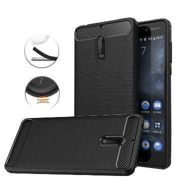 NOKIA 6 ULTRA SLIM BRUSHED CARBON FIBRE DESIGN TPU CASE BLACK