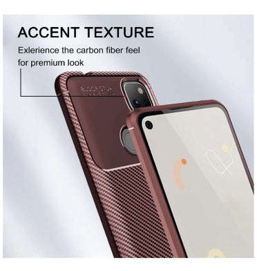 GOOGLE PIXEL 4A FLEXIBLE SOFT CARBON FIBRE CASE BROWN | PULEN