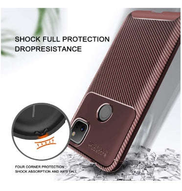 GOOGLE PIXEL 4A FLEXIBLE SOFT CARBON FIBRE CASE BROWN | PULEN