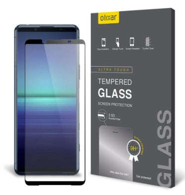 SONY XPERIA 5ii (2020) PREMIUM TEMPERED GLASS SCREEN PROTECTOR BLACK | OLIXAR