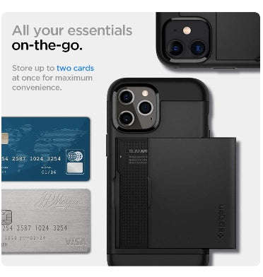 IPHONE 12 PRO MAX PREMIUM SLIM ARMOR CARD CASE BLACK | SPIGEN