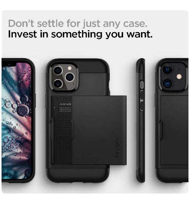 IPHONE 12 PRO MAX PREMIUM SLIM ARMOR CARD CASE BLACK | SPIGEN