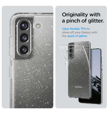 SAMSUNG GALAXY S21 PREMIUM SLIM LIQUID CRYSTAL GLITTER CASE CLEAR | SPIGEN