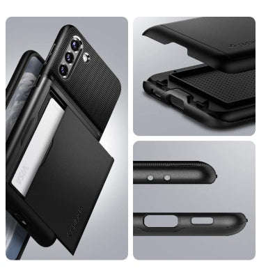 SAMSUNG GALAXY S21+ PREMIUM SLIM ARMOR CARD CASE BLACK | SPIGEN