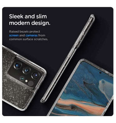 SAMSUNG GALAXY S21 ULTRA PREMIUM SLIM LIQUID CRYSTAL GLITTER CASE CLEAR | SPIGEN