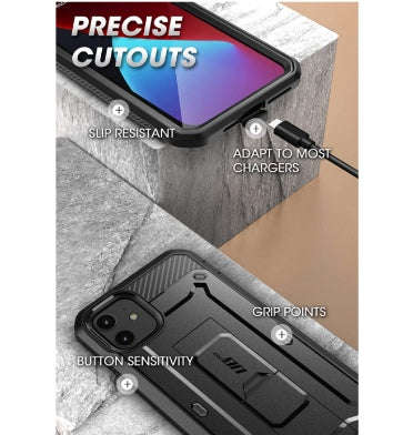 IPHONE 12 PRO MAX FULL BODY RUGGED PROTECTIVE CASE WITH SCREEN PROTECTOR BLACK | SUPCASE