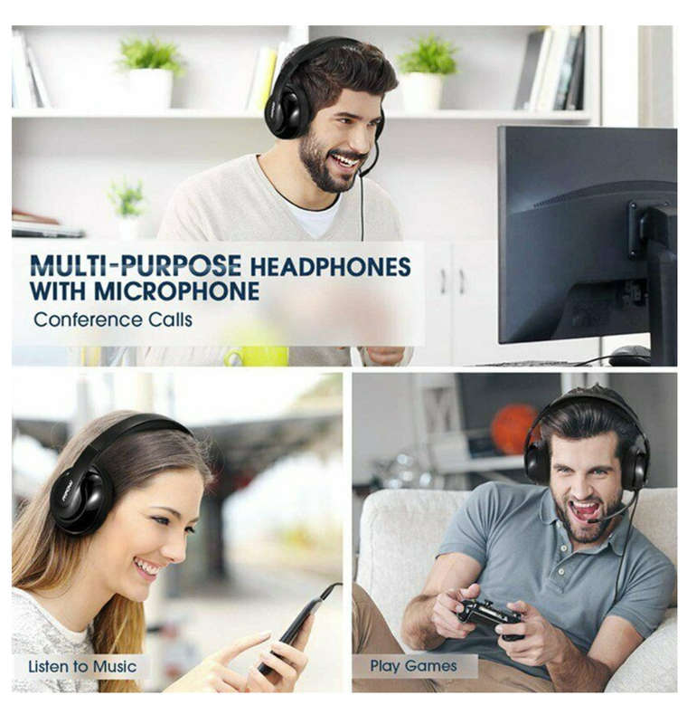 MPOW 224 LIGHTWEIGHT FOLDABLE WIRED HEADSET WITH RETRACTABLE MIC BLACK