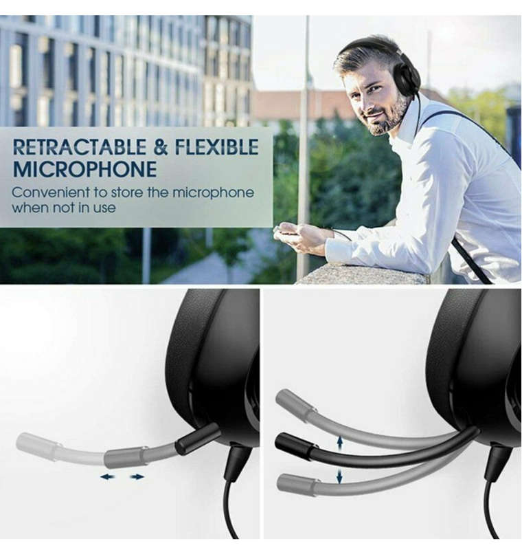 MPOW 224 LIGHTWEIGHT FOLDABLE WIRED HEADSET WITH RETRACTABLE MIC BLACK