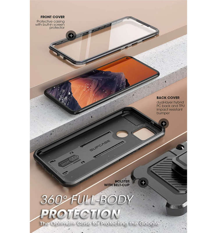 GOOGLE PIXEL 4A 5G FULL BODY RUGGED PROTECTIVE CASE WITH SCREEN PROTECTOR BLACK | SUPCASE
