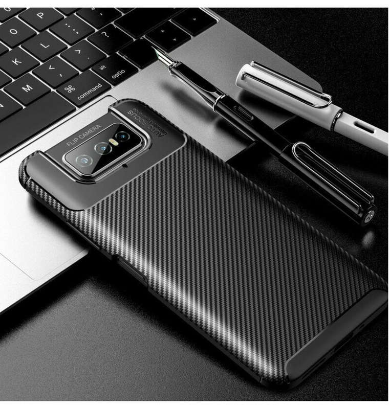 ASUS ZENFONE 8 FLIP PREMIUM CARBON FIBRE TEXTURED CASE BLACK