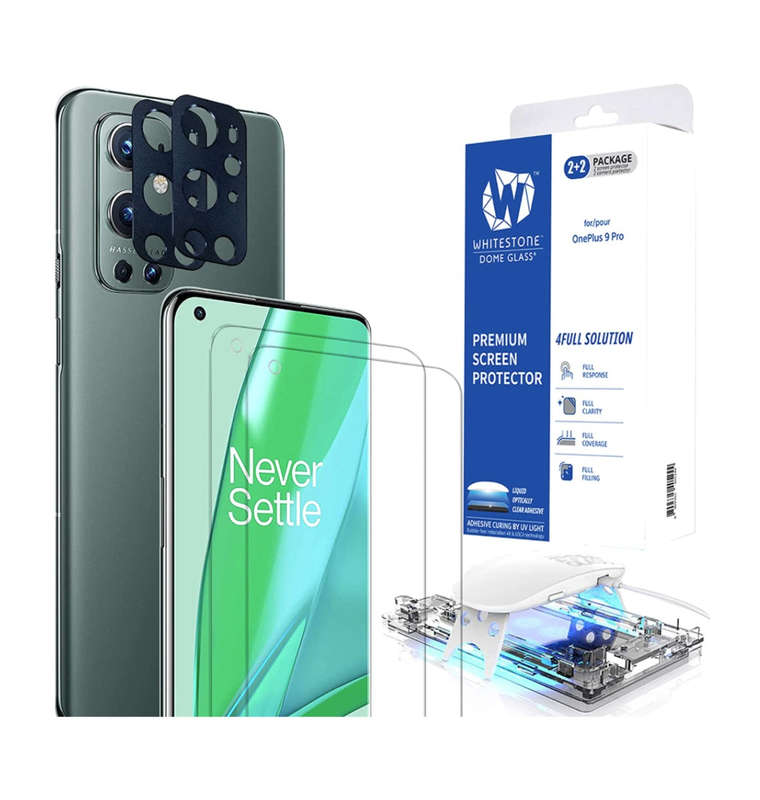 ONEPLUS 9 PRO TEMPERED SCREEN PROTECTOR 3D CURVED DOME GLASS 4PK | WHITESTONE