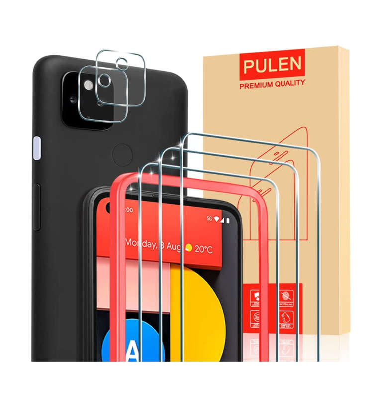 GOOGLE PIXEL 5A 5G PREMIUM TEMPERED GLASS SCREEN AND CAMERA LENS PROTECTOR 5PK | PULEN