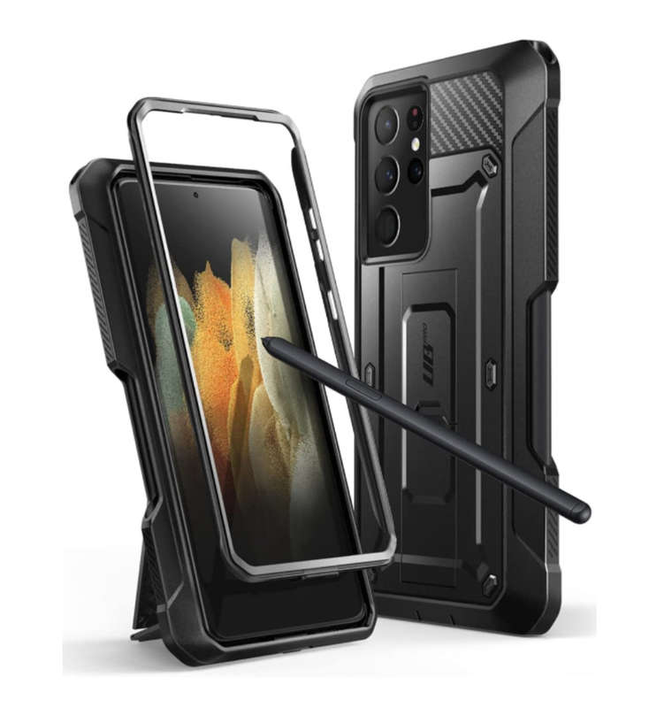 SAMSUNG GALAXY S21 ULTRA FULL BODY RUGGED PROTECTIVE CASE WITH S-PEN SLOT BLACK | SUPCASE