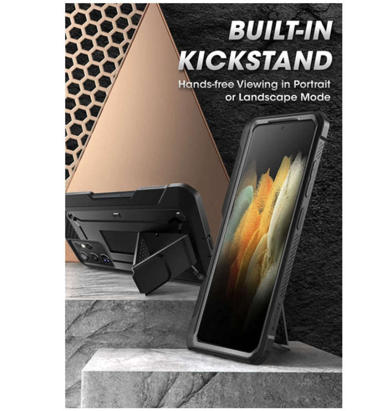 SAMSUNG GALAXY S21 ULTRA FULL BODY RUGGED PROTECTIVE CASE WITH S-PEN SLOT BLACK | SUPCASE
