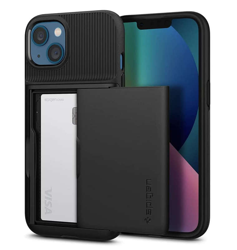 IPHONE 13 PREMIUM SLIM ARMOR CARD CASE BLACK | SPIGEN