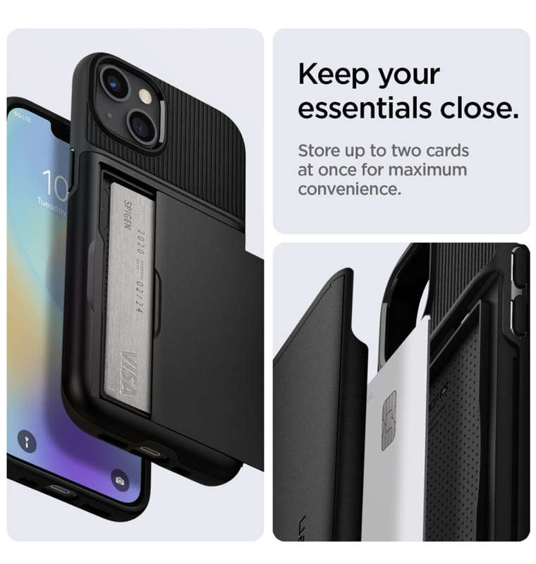 IPHONE 13 PREMIUM SLIM ARMOR CARD CASE BLACK | SPIGEN