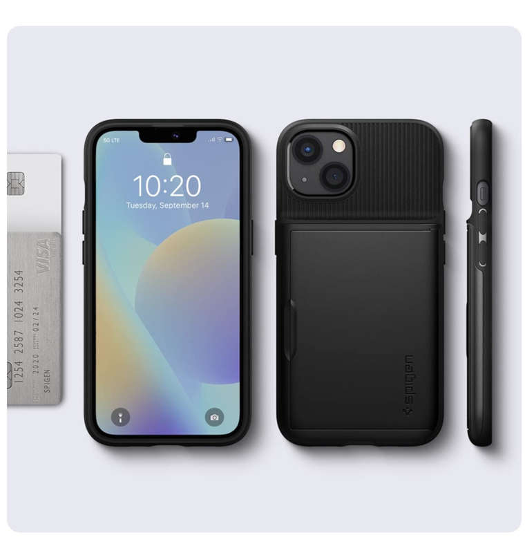 IPHONE 13 PREMIUM SLIM ARMOR CARD CASE BLACK | SPIGEN