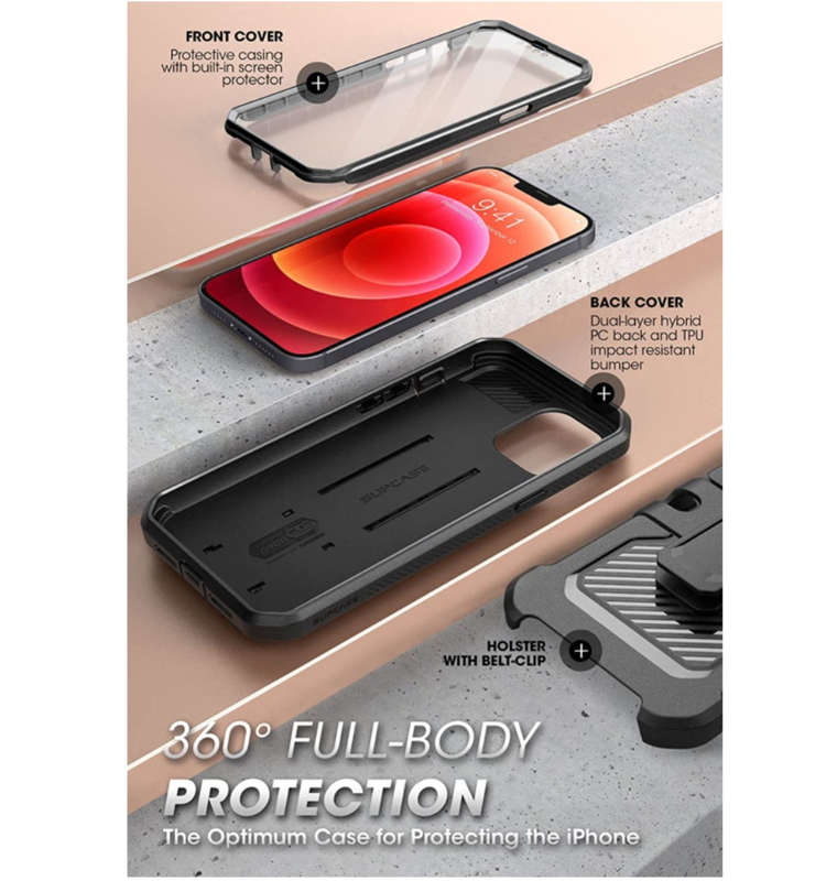 IPHONE 13 FULL BODY RUGGED PROTECTIVE CASE WITH SCREEN PROTECTOR BLACK | SUPCASE
