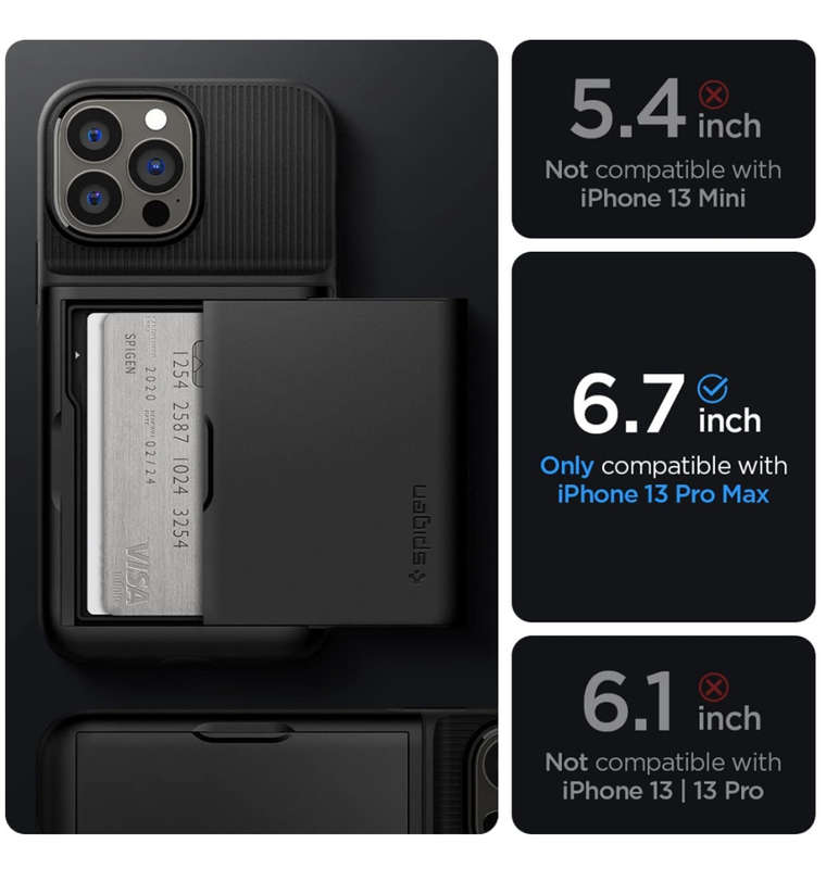 IPHONE 13 PRO MAX PREMIUM SLIM ARMOR CARD CASE BLACK | SPIGEN