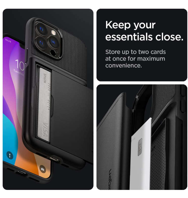 IPHONE 13 PRO MAX PREMIUM SLIM ARMOR CARD CASE BLACK | SPIGEN