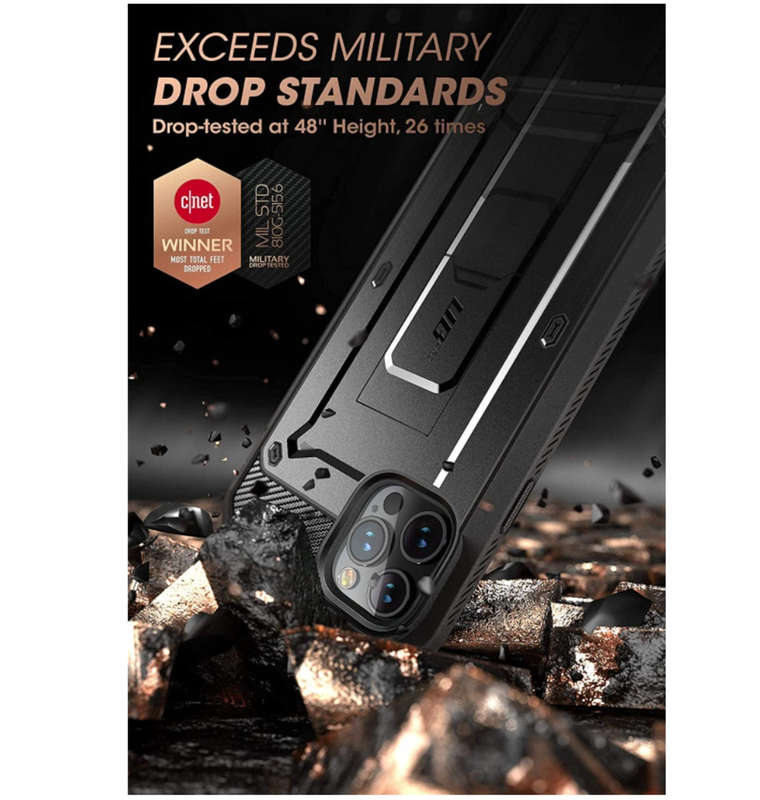 IPHONE 13 PRO MAX FULL BODY RUGGED PROTECTIVE CASE WITH SCREEN PROTECTOR BLACK | SUPCASE