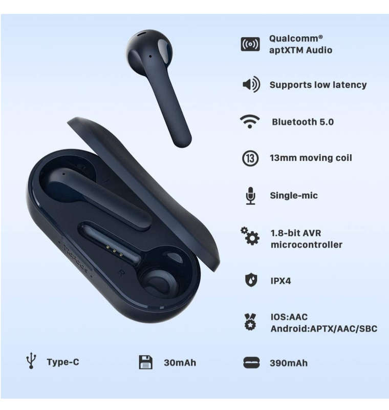 TICPODS 2 WIRELESS EARBUDS ICE WHITE