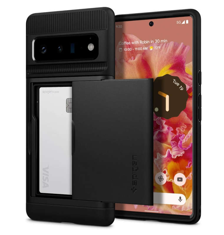 GOOGLE PIXEL 6 PRO PREMIUM SLIM ARMOR CARD CASE BLACK | SPIGEN