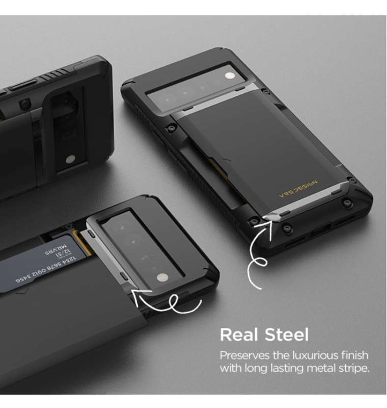 GOOGLE PIXEL 6 PRO PREMIUM RUGGED DAMDA GLIDE CARD CASE BLACK | VRS DESIGN