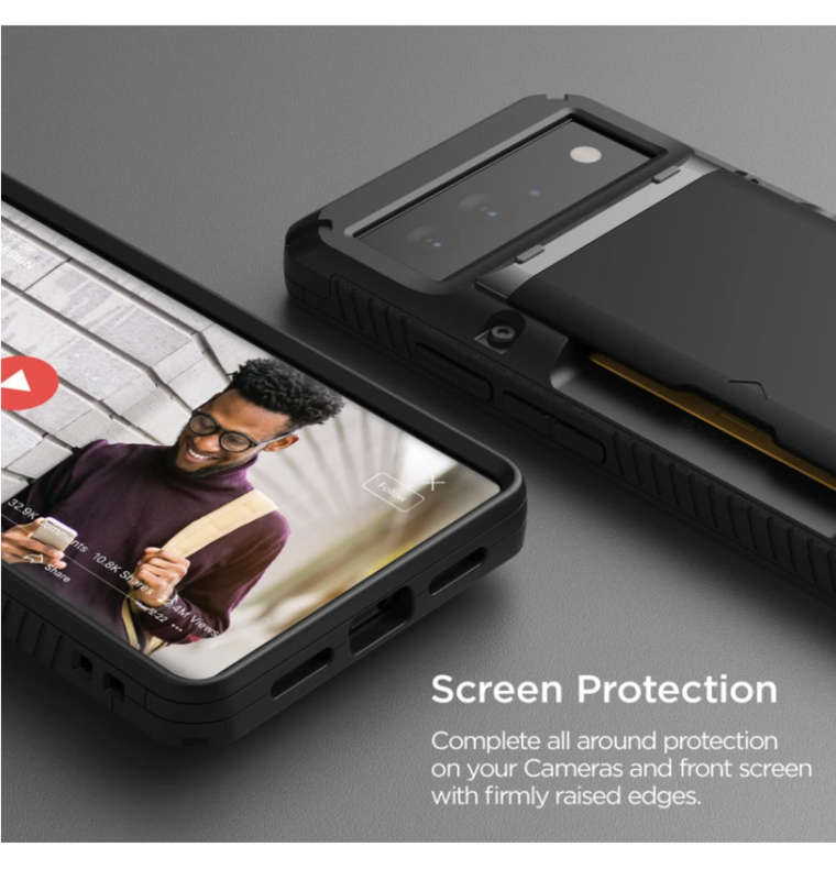 GOOGLE PIXEL 6 PRO PREMIUM RUGGED DAMDA GLIDE CARD CASE BLACK | VRS DESIGN