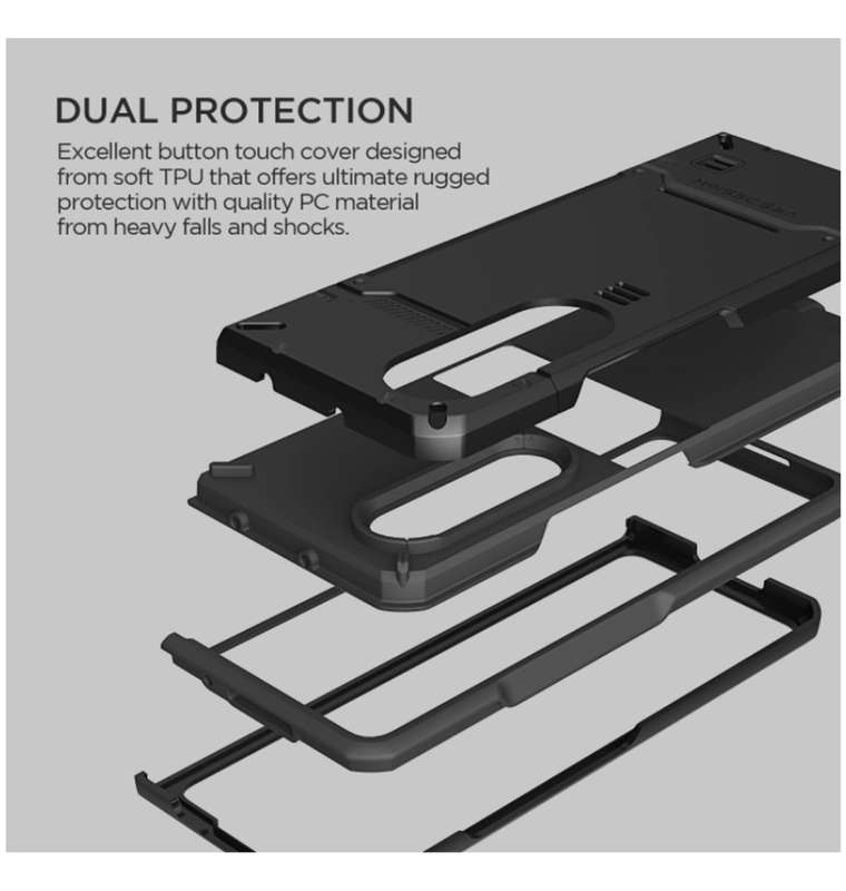 SAMSUNG GALAXY Z FOLD 3 5G PREMIUM RUGGED HARD DROP CASE BLACK | VRS DESIGN