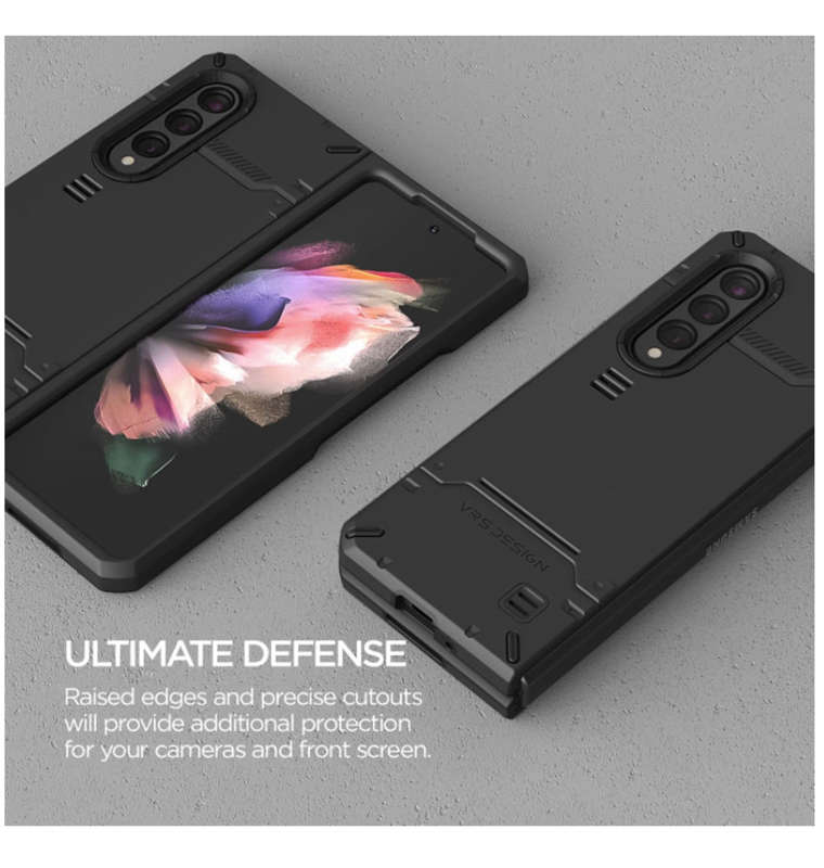 SAMSUNG GALAXY Z FOLD 3 5G PREMIUM RUGGED HARD DROP CASE BLACK | VRS DESIGN