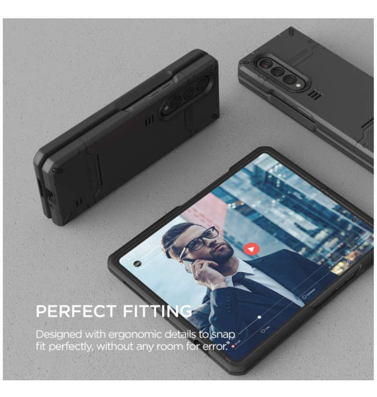 SAMSUNG GALAXY Z FOLD 3 5G PREMIUM RUGGED HARD DROP CASE BLACK | VRS DESIGN