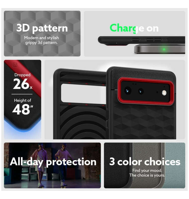 GOOGLE PIXEL 6 PREMIUM PARALLAX SERIES PROTECTIVE CASE BLACK/RED | CASEOLOGY
