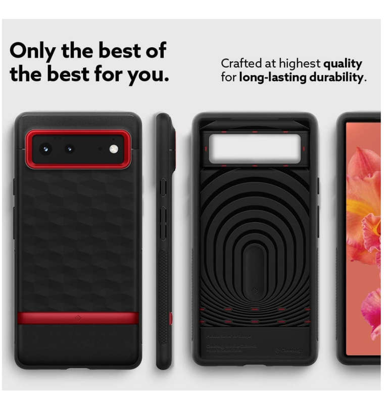 GOOGLE PIXEL 6 PREMIUM PARALLAX SERIES PROTECTIVE CASE BLACK/RED | CASEOLOGY