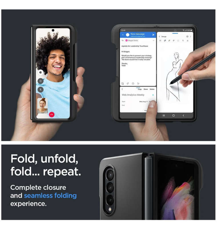SAMSUNG GALAXY Z FOLD 3 5G PREMIUM THIN FIT P BLACK | SPIGEN