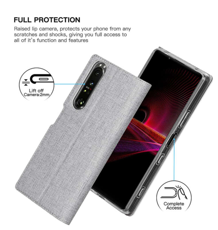 SONY XPERIA 1iii (2021) SLIM FLIP FOLIO WALLET CASE BLACK