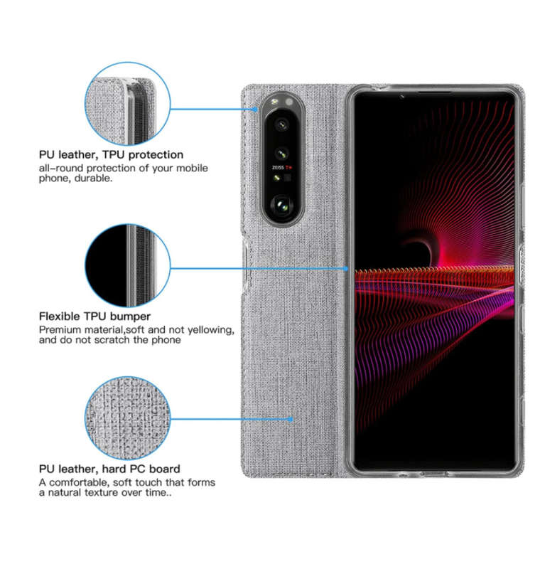 SONY XPERIA 1iii (2021) SLIM FLIP FOLIO WALLET CASE BLACK
