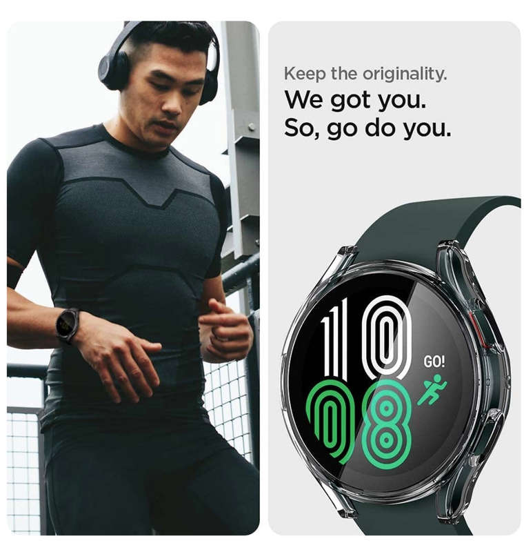 SAMSUNG GALAXY WATCH 4 PREMIUM ULTRA HYBRID SCREEN PROTECTOR CASE 44MM CLEAR | SPIGEN