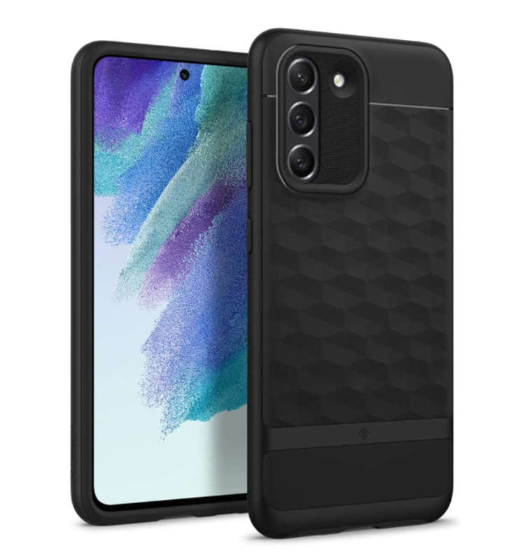 SAMSUNG GALAXY S21 FE PREMIUM PARALLAX SERIES PROTECTIVE CASE MATTE BLACK | CASEOLOGY