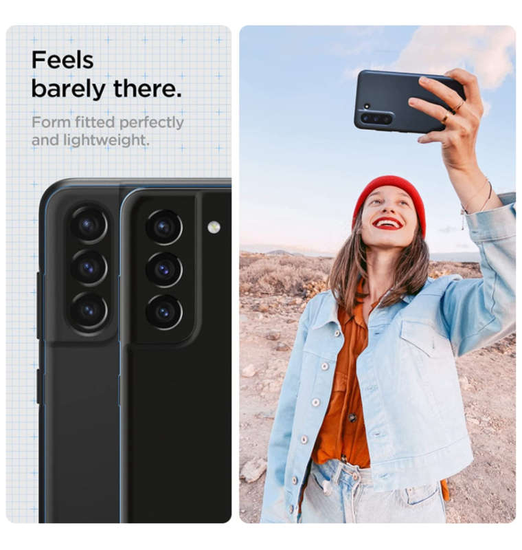 SAMSUNG GALAXY S21 FE PREMIUM SLIM THIN FIT CASE BLACK | SPIGEN