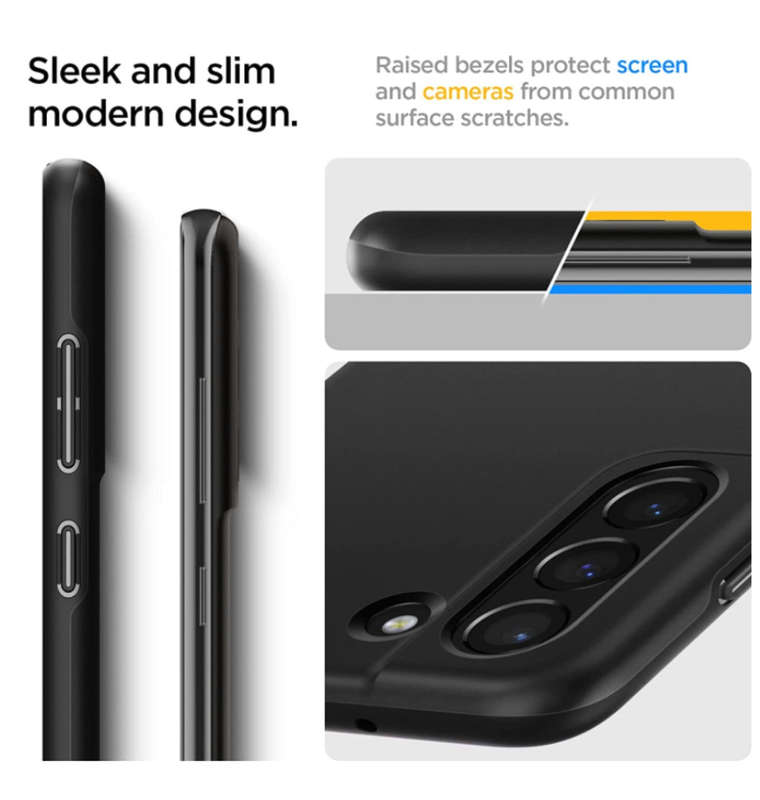 SAMSUNG GALAXY S21 FE PREMIUM SLIM THIN FIT CASE BLACK | SPIGEN