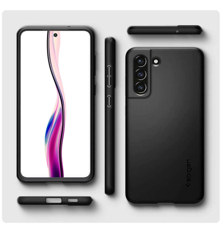 SAMSUNG GALAXY S21 FE PREMIUM SLIM THIN FIT CASE BLACK | SPIGEN