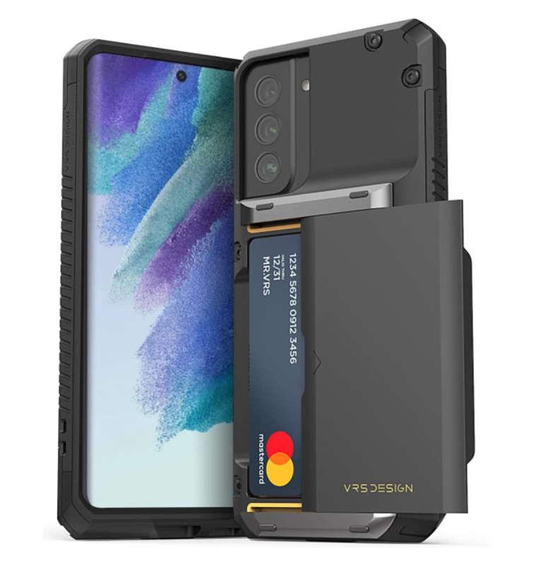 SAMSUNG GALAXY S21 FE PREMIUM RUGGED DAMDA GLIDE CARD CASE BLACK | VRS DESIGN