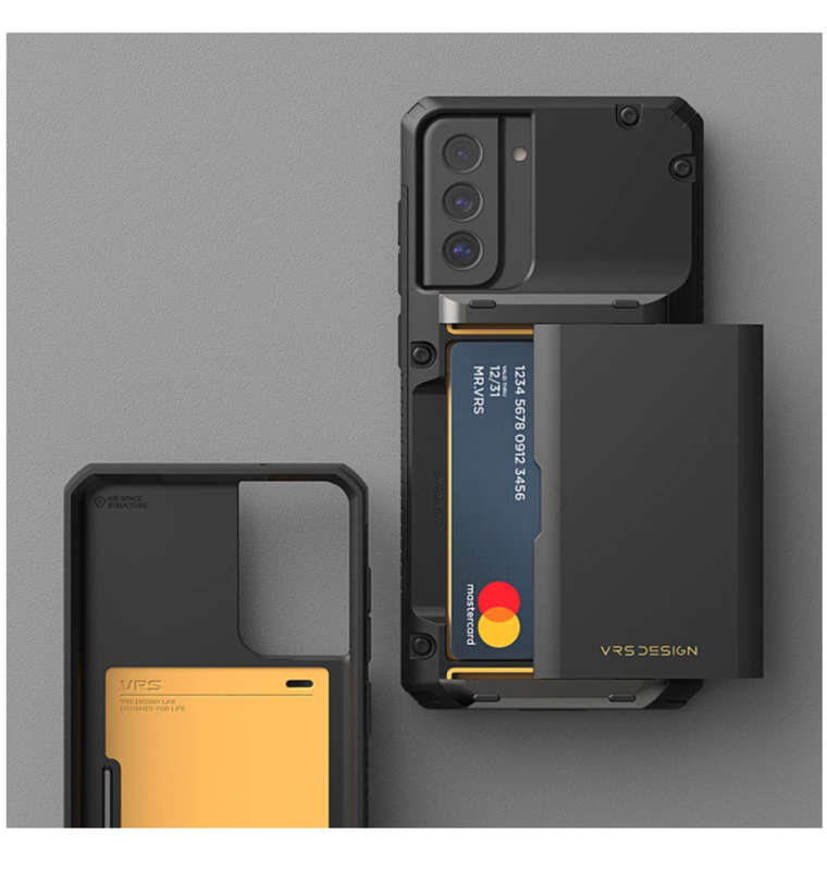 SAMSUNG GALAXY S21 FE PREMIUM RUGGED DAMDA GLIDE CARD CASE BLACK | VRS DESIGN