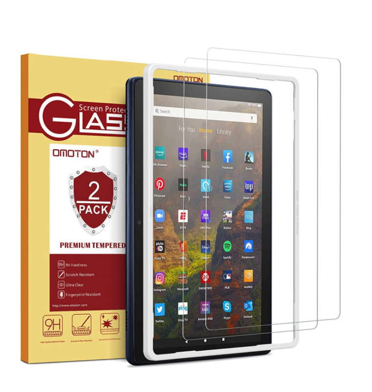 AMAZON FIRE HD 10" TABLET (2021) TEMPERED GLASS SCREEN PROTECTOR 2PK | OMOTON